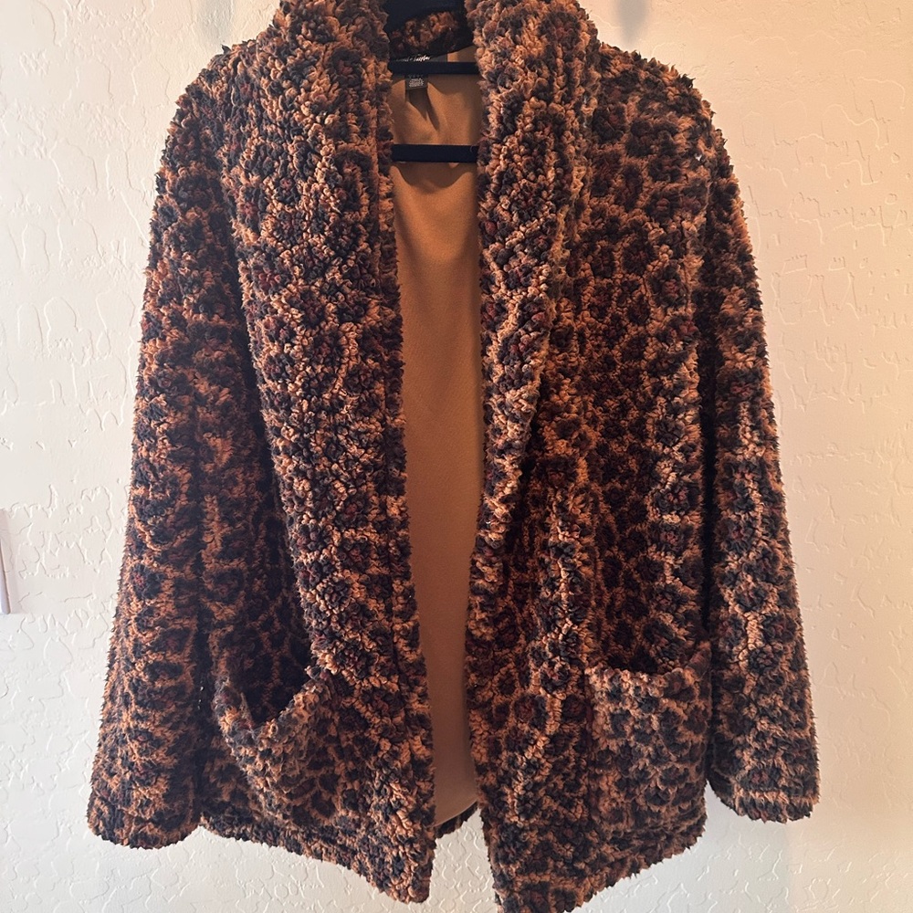 Lord & Taylor Leopard Sherpa
